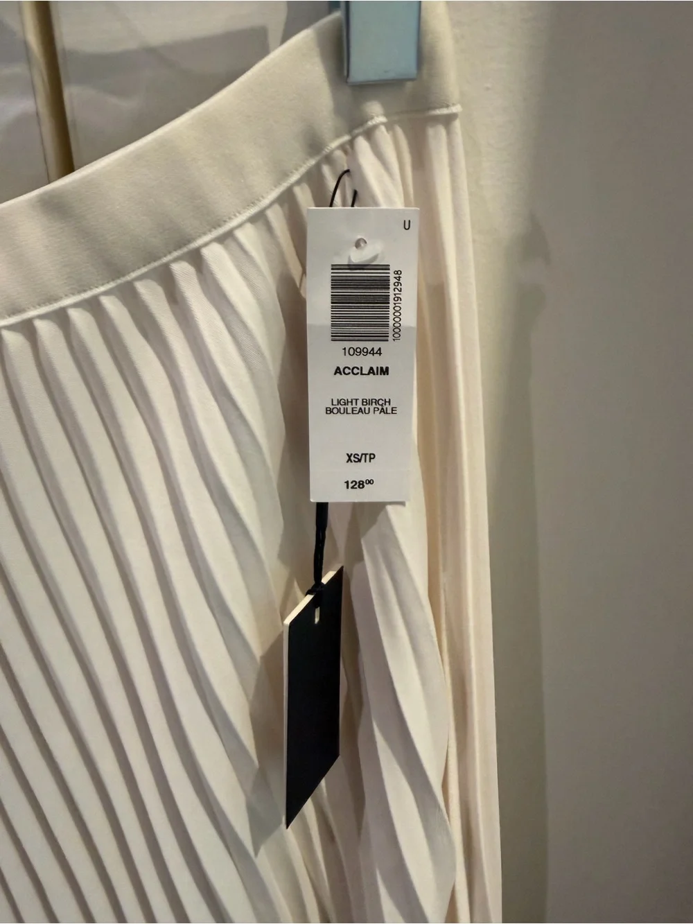 Aritzia Pleated Midi Skirt in Light Cream